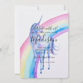 White Unicorn Birthday Inbjudningar