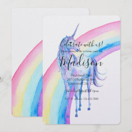 White Unicorn Birthday Inbjudningar