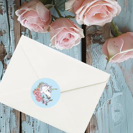 White Unicorn Bröllop Runt Klistermärke