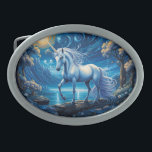 White Unicorn Fantasy Full Moon<br><div class="desc">Vackra vita Unicorn som vandrar i sjön på natten under en fullt omgiven av blommor AI Art senast minx267</div>
