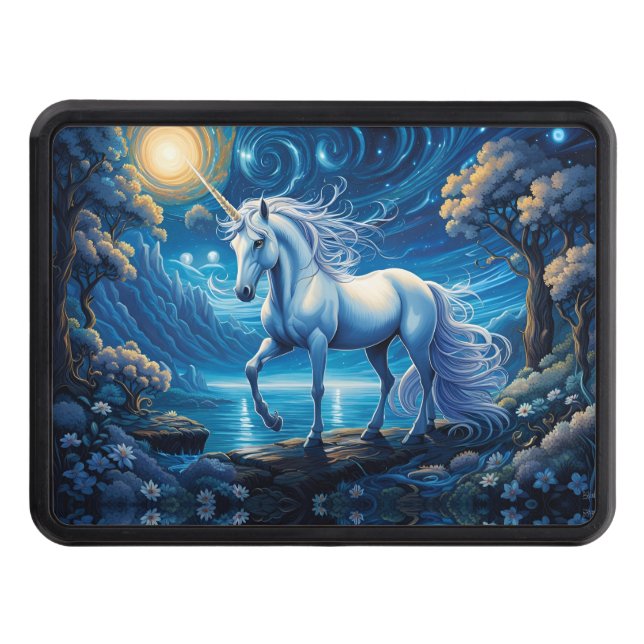 White Unicorn Fantasy Full Moon Dragkroksskydd (Framsidan)