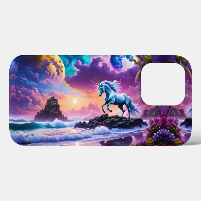 White Unicorn Fantasy Tropical Beach (Baksida (horisontell))