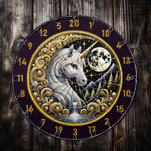 White Unicorn Glows in Moonlit Elegance Darttavla
