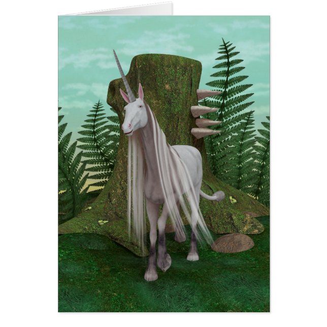 White Unicorn Hälsningskort (Framsidan)