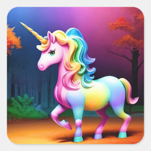 White Unicorn Horse-37474 Fyrkantigt Klistermärke