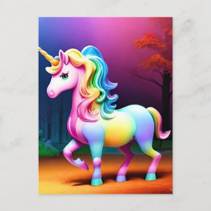 White Unicorn Horse-37474 Vykort