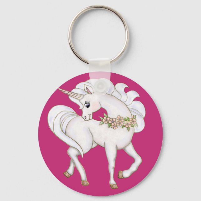 White Unicorn Nyckelring (Framsida)