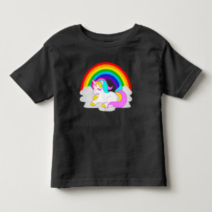 White Unicorn på Cloud med Rainbow Småbarn Tee