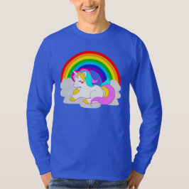 White Unicorn på Cloud Rainbow Manar Långärmad T Shirt