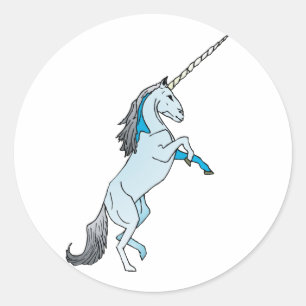 White Unicorn Runt Klistermärke