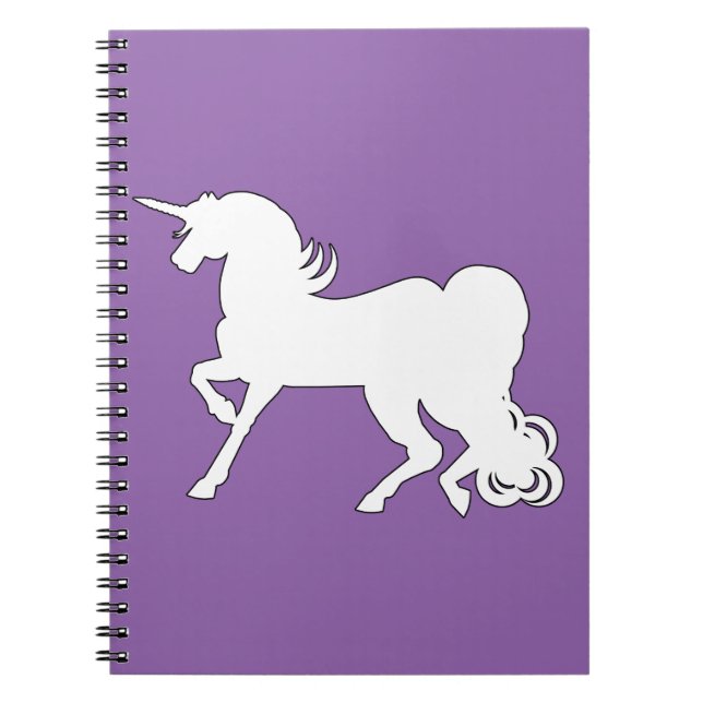 White Unicorn Silhouette Anteckningsbok Med Spiral (Framsidan)