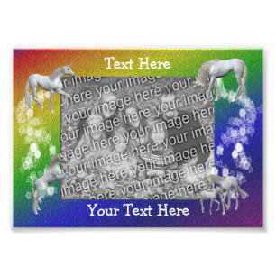 White Unicorns Rainbow Färg Photo Ram Fototryck