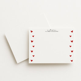 White Valentine Heart Border Note Card Inbjudningar