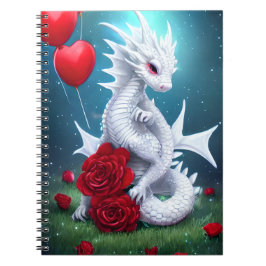 White Valentine Kärlek Dragon Anteckningsbok