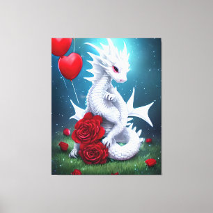 White Valentine Kärlek Dragon Canvastryck