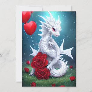 White Valentine Kärlek Dragon Julkort