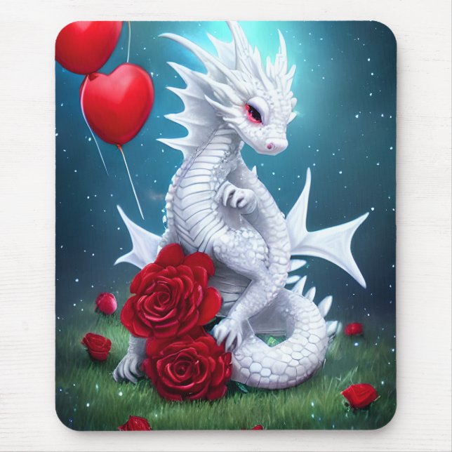 White Valentine Kärlek Dragon Musmatta (Framsidan)