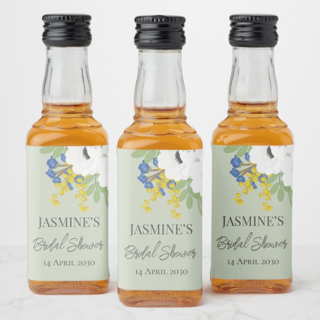 White Vår Blommigt Bouquet Möhippa Spritflaskor Etikett (Flaskor)