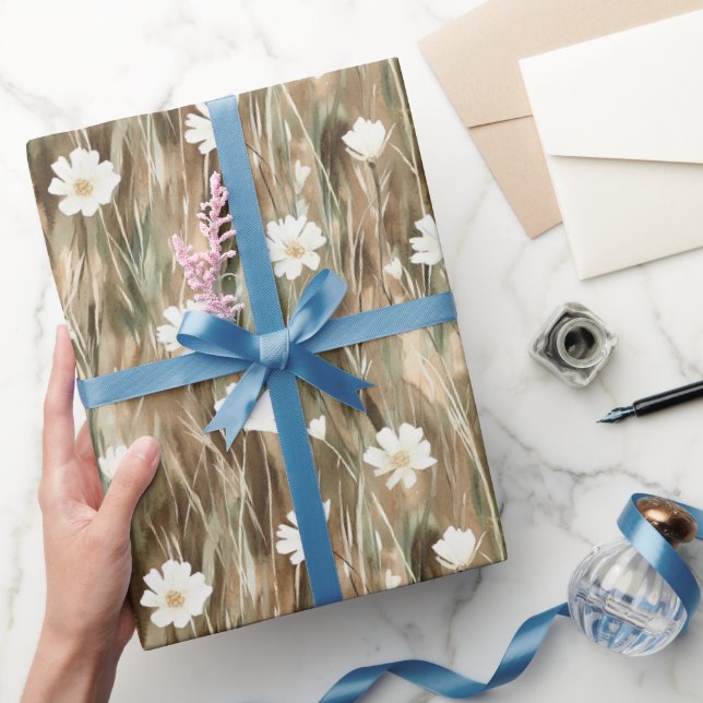 White Vår blommor Birthday Presentpapper (Gifting)