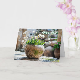 White Vår blommor Påsk Card Kort