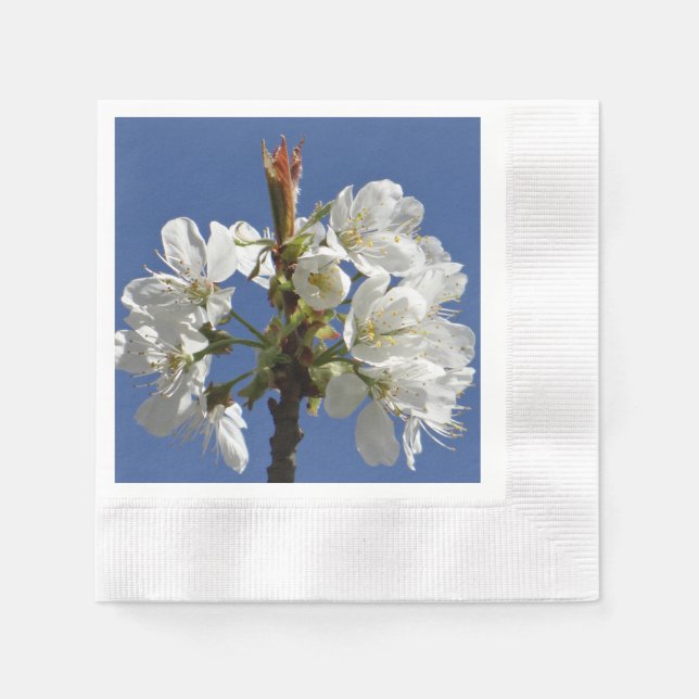 White Vår Bloom Pappersservett (Framsidan)