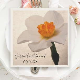 White Vår Daffodil Bröllop Pappersservett