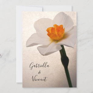 White Vår Daffodil Flower Bröllop Inbjudningar