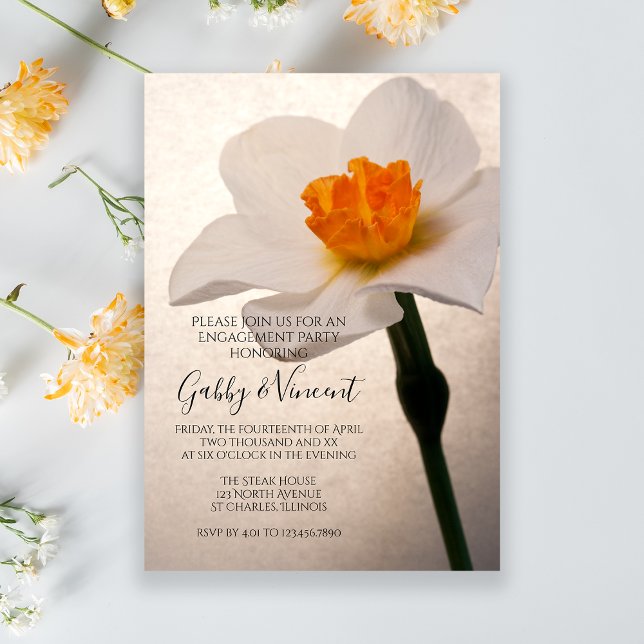 White Vår Daffodil Förlovningsfest Inbjudningar (Skapare uppladdad)