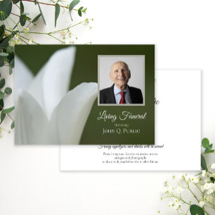 White Vår Tulip om Grönt Living Funeral Party Inbjudningar