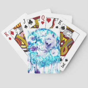 White Varg Dreamcatcher Lila Blue Blommigt Casinokort