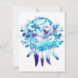 White Varg Dreamcatcher Lila Blue Blommigt OSA Kort