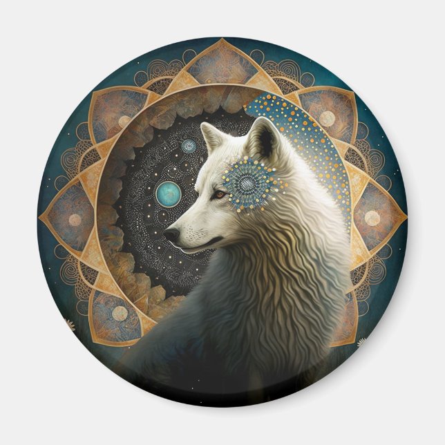 White Varg Mandala Magnet (Framsidan)