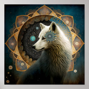 White Varg Mandala Poster