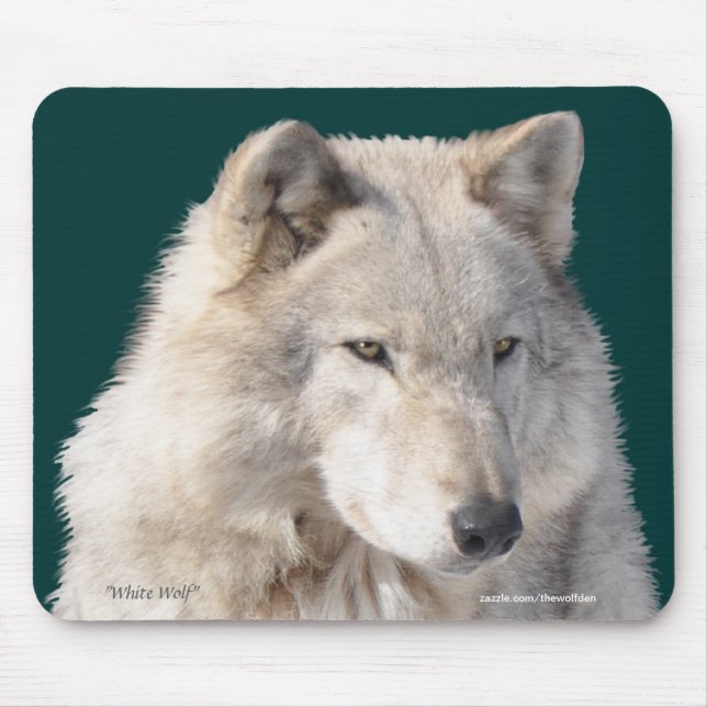 White Varg Wildlife Art Mousepad Musmatta (Framsidan)