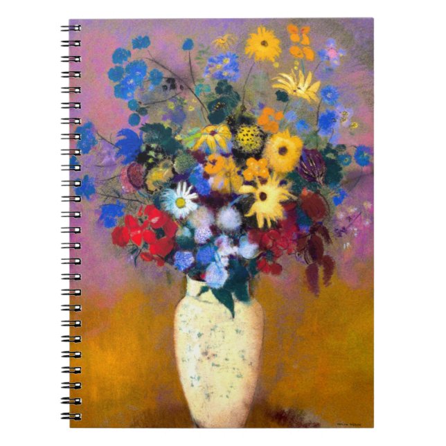 White Vas med Flowers Odilon Redon Anteckningsbok (Framsidan)