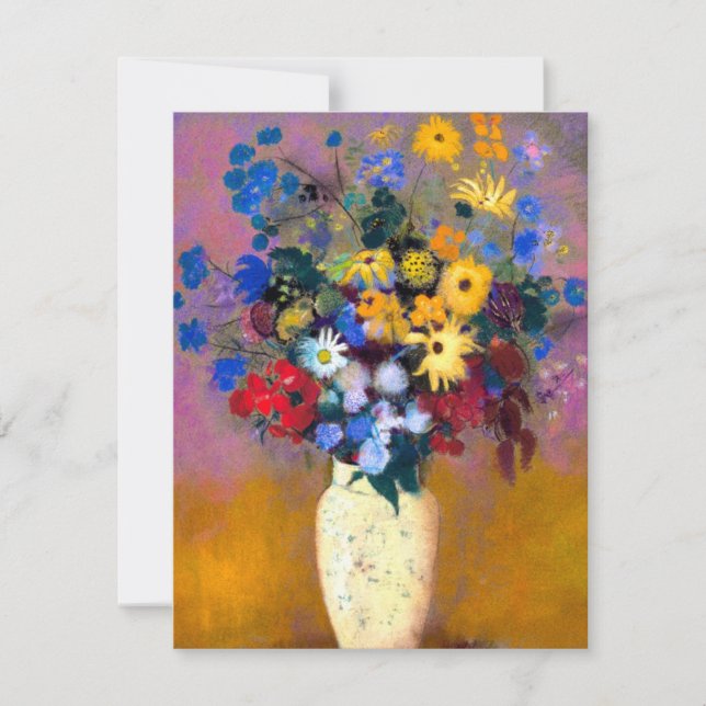 White Vas med Flowers Odilon Redon Anteckningskort (Framsida)