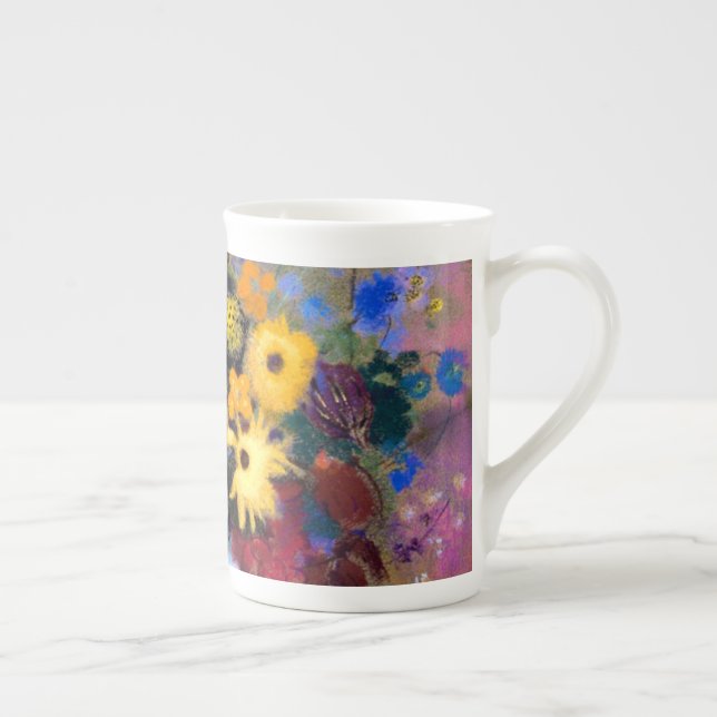 White Vas med Flowers Odilon Redon Benporslin Mugg (Höger)