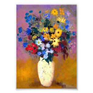 White Vas med Flowers Odilon Redon Fototryck