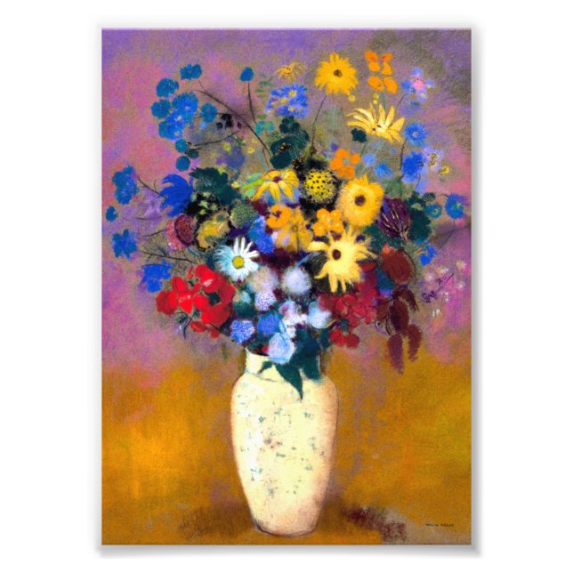 White Vas med Flowers Odilon Redon Fototryck (Framsidan)