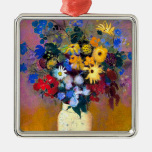 White Vas med Flowers Odilon Redon Julgransprydnad Metall