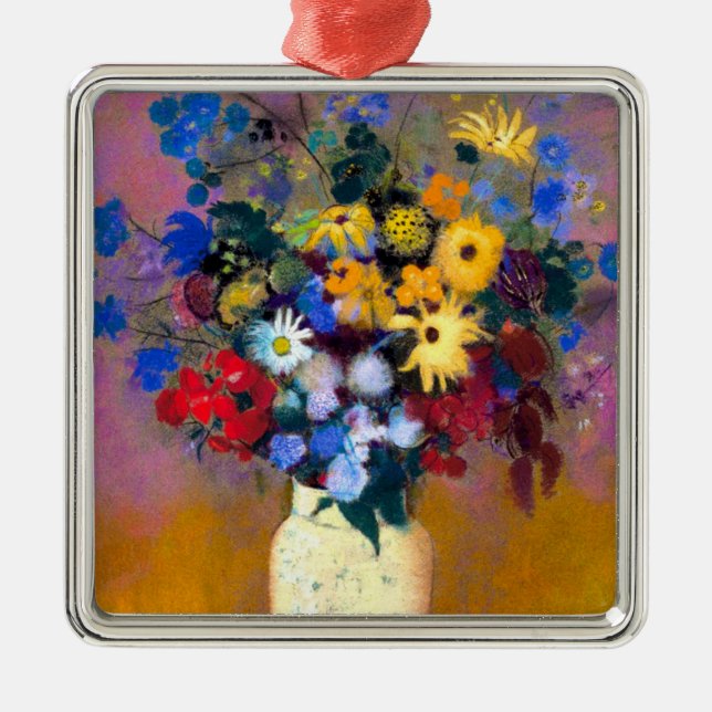 White Vas med Flowers Odilon Redon Julgransprydnad Metall (Framsidan)