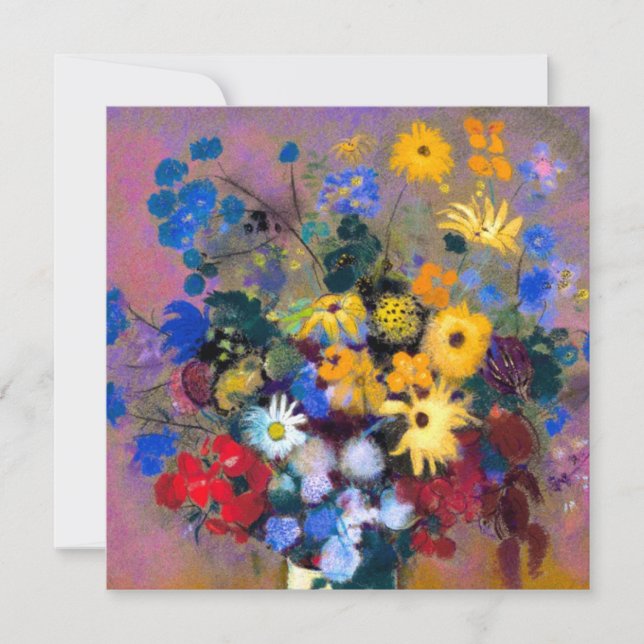 White Vas med Flowers Odilon Redon Julkort (Framsida)