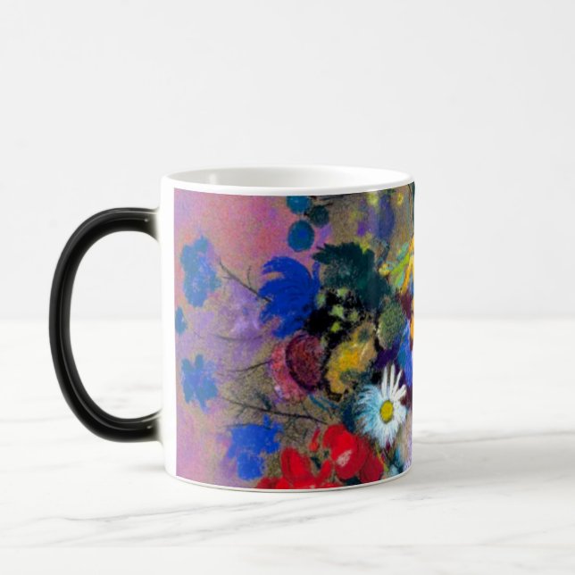 White Vas med Flowers Odilon Redon Magisk Mugg (Vänster)