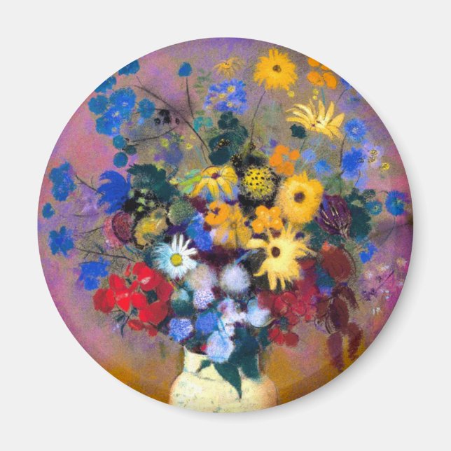 White Vas med Flowers Odilon Redon Magnet (Framsidan)