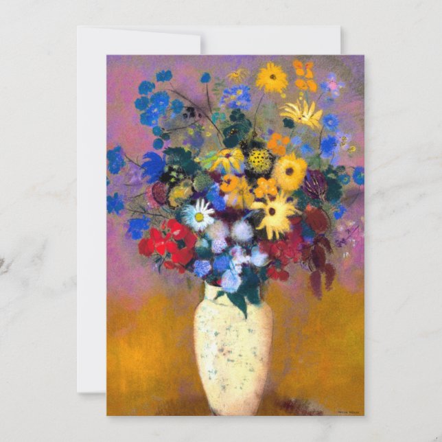 White Vas med Flowers Odilon Redon Meddelande (Framsida)