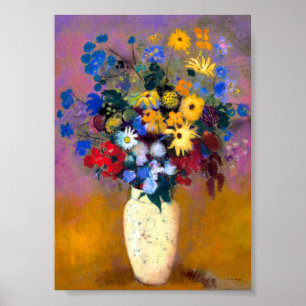 White Vas med Flowers Odilon Redon Poster