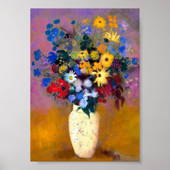 White Vas med Flowers Odilon Redon Poster (Framsidan)