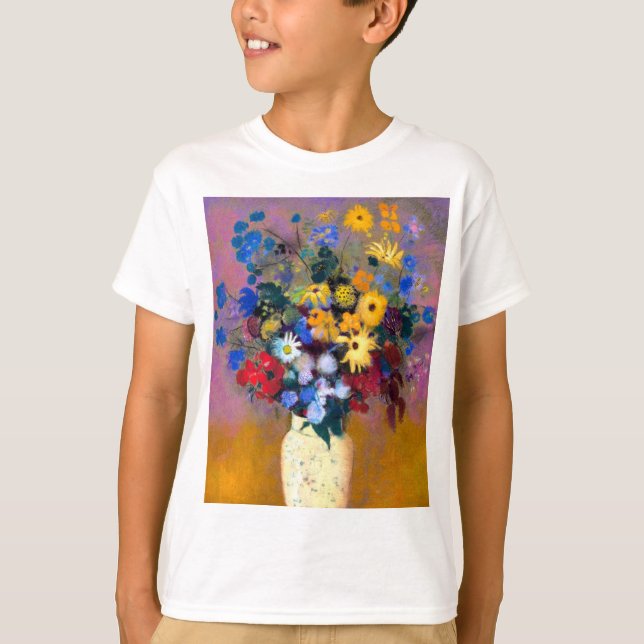 White Vas med Flowers Odilon Redon T Shirt (Framsida)