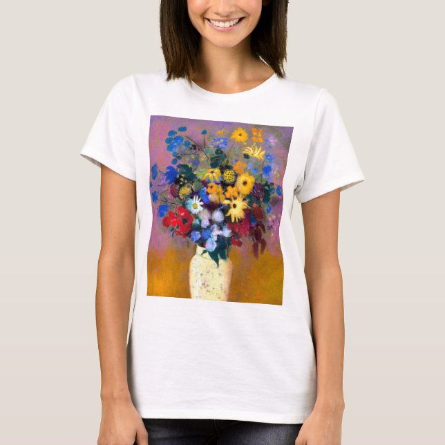 White Vas med Flowers Odilon Redon T Shirt (Framsida)