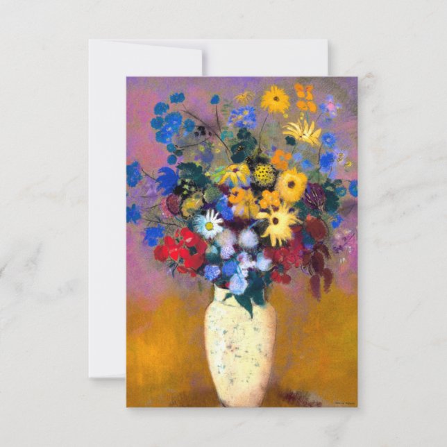 White Vas med Flowers Odilon Redon Tack Kort (Framsida)